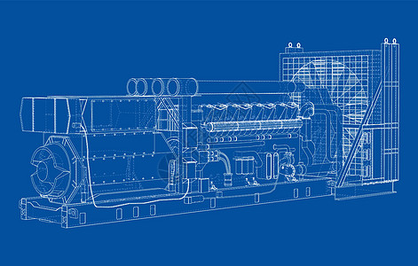 大型工业用柴油发电机机械资源高压工厂管道机器电压气体蓝图电气图片