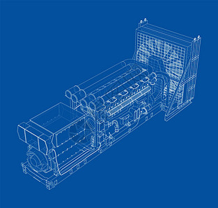 大型工业用柴油发电机燃料资源3d蓝图植物发动机发电站管道柴油机高压图片