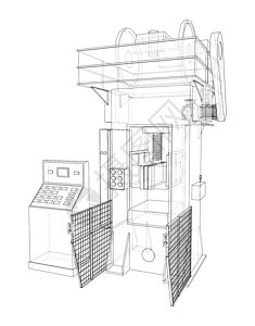 水力新闻 3d 插图力量建造工具工作液压油蓝图切割硬件机械油压机背景图片