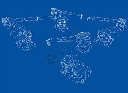 工厂3D图一种工业机器人操纵者科学力学电脑手臂草图工厂技术机械商业工程背景