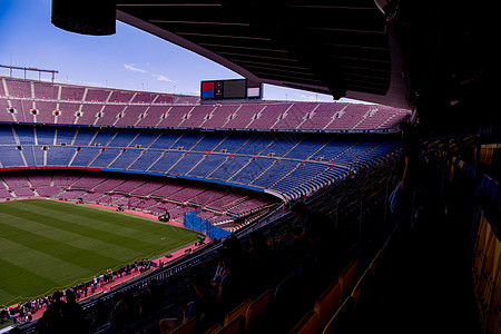 西班牙巴塞罗那Camp Nou场地游戏沥青建筑学竞赛俱乐部联盟蓝色博物馆足球图片