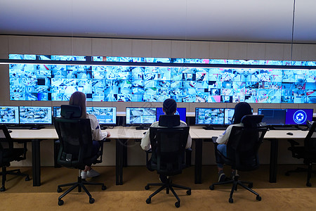 工作中的安全数据中心操作员小组团队团体监视运营商车站机构监视器办公室警卫监督图片