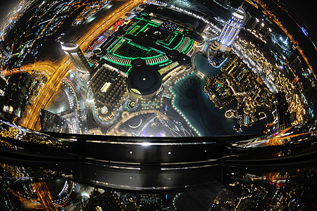 夜里迪拜市下城的全景旅游摩天大楼天际商业建造地标办公室天空旅行窗户图片