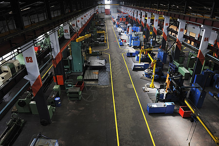 室内工厂装备盒子制造业大厅商品体力劳动者仓库贮存生产机器人图片