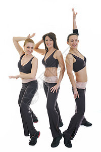 妇女健身组孩子数字团队火车喜悦训练女性运动运动员体操图片