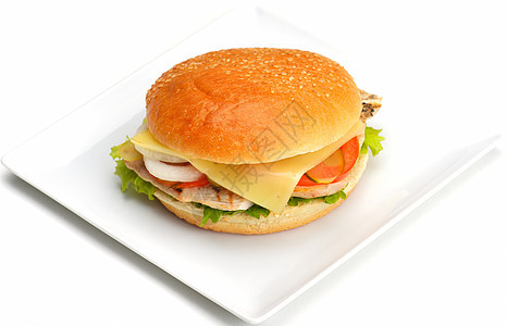 汉堡包烧烤芝士土豆汉堡薯条午餐芝麻沙拉蔬菜牛肉图片