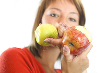 有苹果的漂亮女孩食物营养身体水果午餐乐趣女性女士幸福损失图片