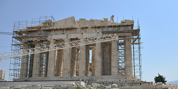 希腊雅典帕台农神庙女神文明历史大理石考古学柱子纪念碑吸引力日落天空图片