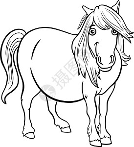 雪特兰卡通小马动物动物性格彩色书页图片