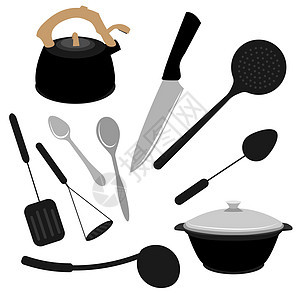 厨房用餐具架设平板餐具勺子叉叉刀刀把茶壶酱锅煮饭工具 固定式炊具图片