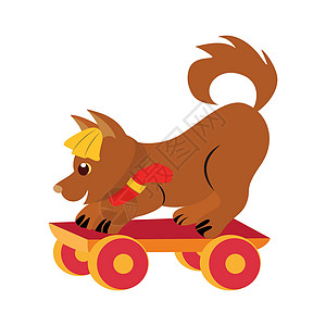 玩具狐狐和滑板 配有平式矢量插图图片