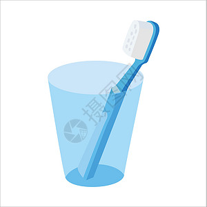 蓝色玻璃中蓝牙膏的矢量插图图片