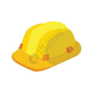 以亮黄色显示的建筑头盔或项目头盔 一个平面设计插图;图片