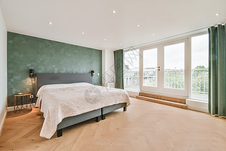 配双软床的优美卧室装饰财富房子公寓财产建筑住宅奢华建筑学风格背景图片