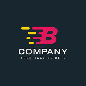 B 信 带有交付服务标志 快速速度 移动和快速 数字和技术等用于贵公司身份的字母B图片