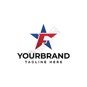字母 F 标志 品牌标识蓝色星号 不寻常的公司标志设计 星标志设计概念模板图片