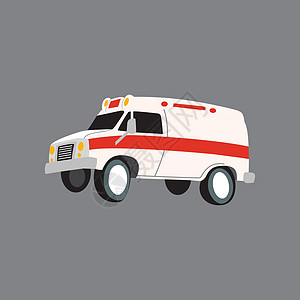 以平板设计为模版的救护车矢量插图图片