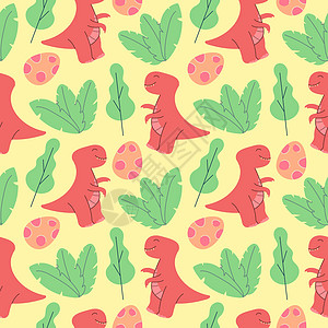 可爱的恐龙图案设计作为矢量 矢量图无缝模式与恐龙卡通片婴儿织物墙纸怪物卡片纺织品丛林横幅装饰品图片