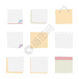 一组三块纸贴纸模板 有弯曲边缘 在白色背景上隔离 矢量插图 eps 10图片