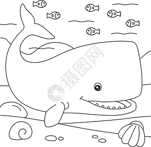 Sperm 鲸鱼儿童彩色页面野生动物动物荒野孩子图画书鲸目填色插图生活婴儿图片