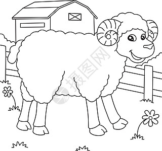 幼儿羊群颜色页面孩子染色农场婴儿插图艺术填色绘画图画书母羊图片