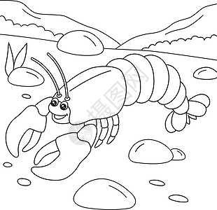 儿童龙虾颜色页面彩页填色本螃蟹染色孩子海洋贝类图画书绘画孩子们图片