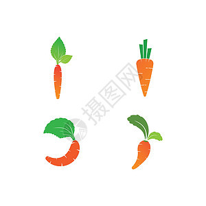 用于水果 蔬菜和餐厅标志设计矢量的创意和现代甜胡萝卜可在白色背景下编辑营养商业标识叶子夹子饮食生态橙子食物插图图片