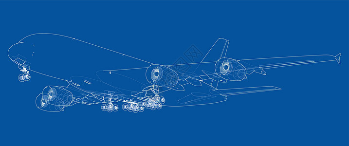 Airoplane 3D的矢量投影货物航空旅游送货卡通片蓝图航空公司客机旅行技术图片