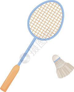 羽毛球拍和毽子 羽毛球运动器材 用于运动 体力活动和训练的球拍 在白色背景上孤立的矢量图图片