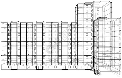 多层楼建筑的电线框架模型原理图技术绘画建筑师项目办公室住房草图3d房子背景图片