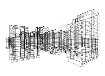 多层楼建筑的电线框架模型住房建筑师工程项目线条绘画办公室公寓建筑学建造图片