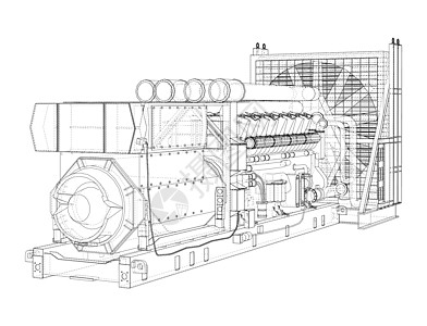 大型工业用柴油发电机气体发动机蓝图柴油机燃气工厂发生器发电站力量草图图片