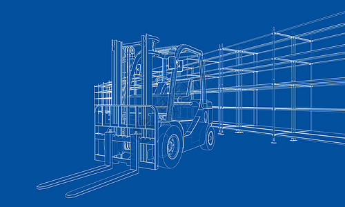仓库架货架和叉车车辆工业拖拉机草图作坊卡车装载机商品液压柴油机图片