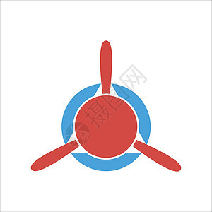 飞机螺旋桨 简单的航空标志 白色背景上的飞机螺旋桨图标 风机设备 孤立的矢量图 平面样式的空气图标图片