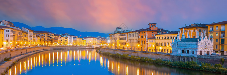 意大利比萨老城和阿诺河的城市风景地标旅游天际城市运河游客房子历史建筑学历史性图片