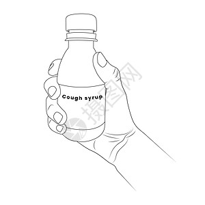 手工矢量图中的一瓶咳嗽糖浆图片