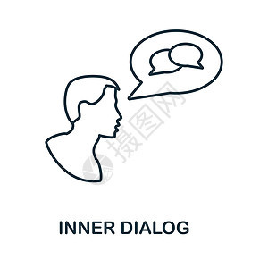 内部对话框图标 来自认知技能集合的线元素 用于网页设计 信息图表等的线性内部对话框图标符号图片