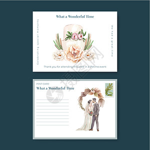 带有boho花花婚礼概念 水彩风格的挂卡模板问候语插图卡片营销花园牡丹广告象牙花束邀请函图片