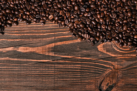 木制背景咖啡豆烘焙桌子咖啡机羊角咖啡树咖啡公司早餐面包酿造烘烤图片