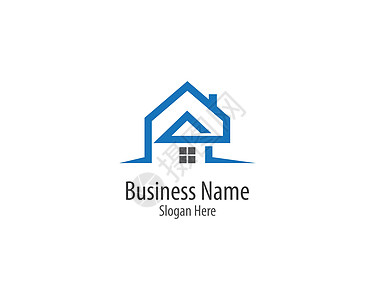 房地产标志图标它制作图案标识房子建筑物品牌蓝色建筑白色创造力商业公司图片