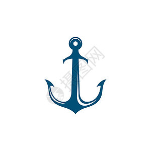 Anchor 标志模板矢量图标插图蓝色金属海军古董海洋标识航海安全黑色图片