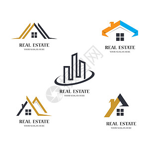 房地产标志图标它制作图案蓝色插图城市房子商业公司标识品牌景观建筑图片