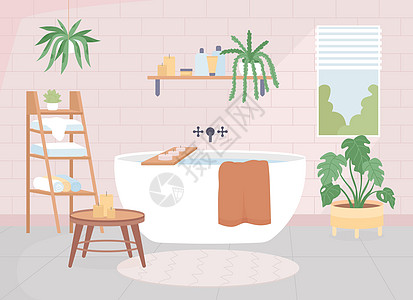 斯堪的纳维亚州浴室平板彩色矢量插图图片