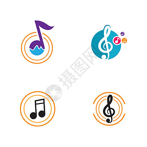 音乐标志创作矢量图标插图海浪商业创造力公司标签收音机笔记按钮旋律图片
