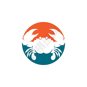 Crab 图标矢量说明海鲜艺术动物卡通片设计标识甲壳元素海洋插图图片