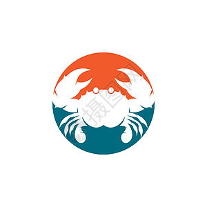 Crab 图标矢量说明海鲜艺术动物卡通片设计标识甲壳元素海洋插图背景图片