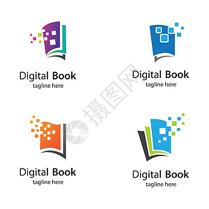 数字书数字标志书技术矢量图标网络身份电子产品合伙公司蓝色商业标识学习网站图片