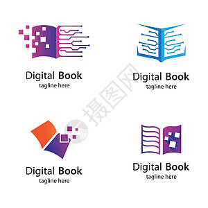 数字书数字标志书技术矢量图标电子书公司商业教育电路合伙学校网络学习蓝色图片