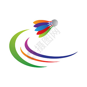 羽毛球徽标图像插图商业身份标识创造力羽毛团队运动员健康锦标赛运动背景图片