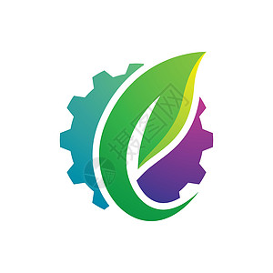自然齿轮标志设计商业生态标识生物圆圈技术叶子绿色植物插图图片